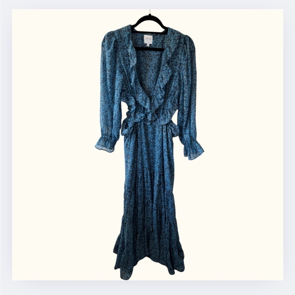 MISA “Amelia” Ruffle Cutout Dress | Cerulean Blue | Women’s M | NWOT - Picture 2 of 10